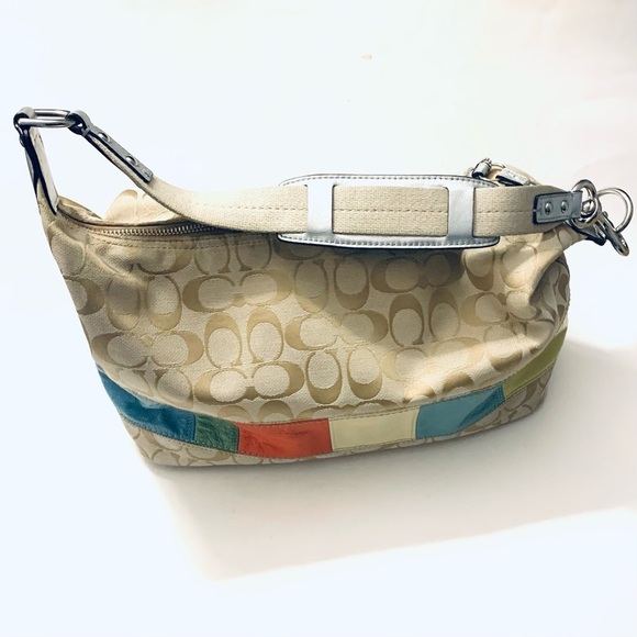 COACH Signature Stripe Multicolor Medium Size
Bag, Leather and Canvas #F17428 - Picture 3 of 12